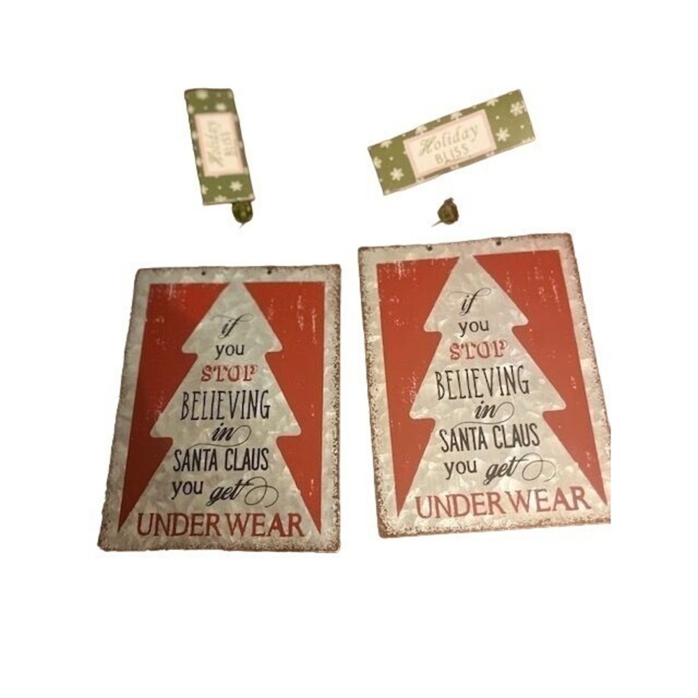 Christmas Tree Ornaments With Humorous Quote hanging loop Holiday Bliss Metal